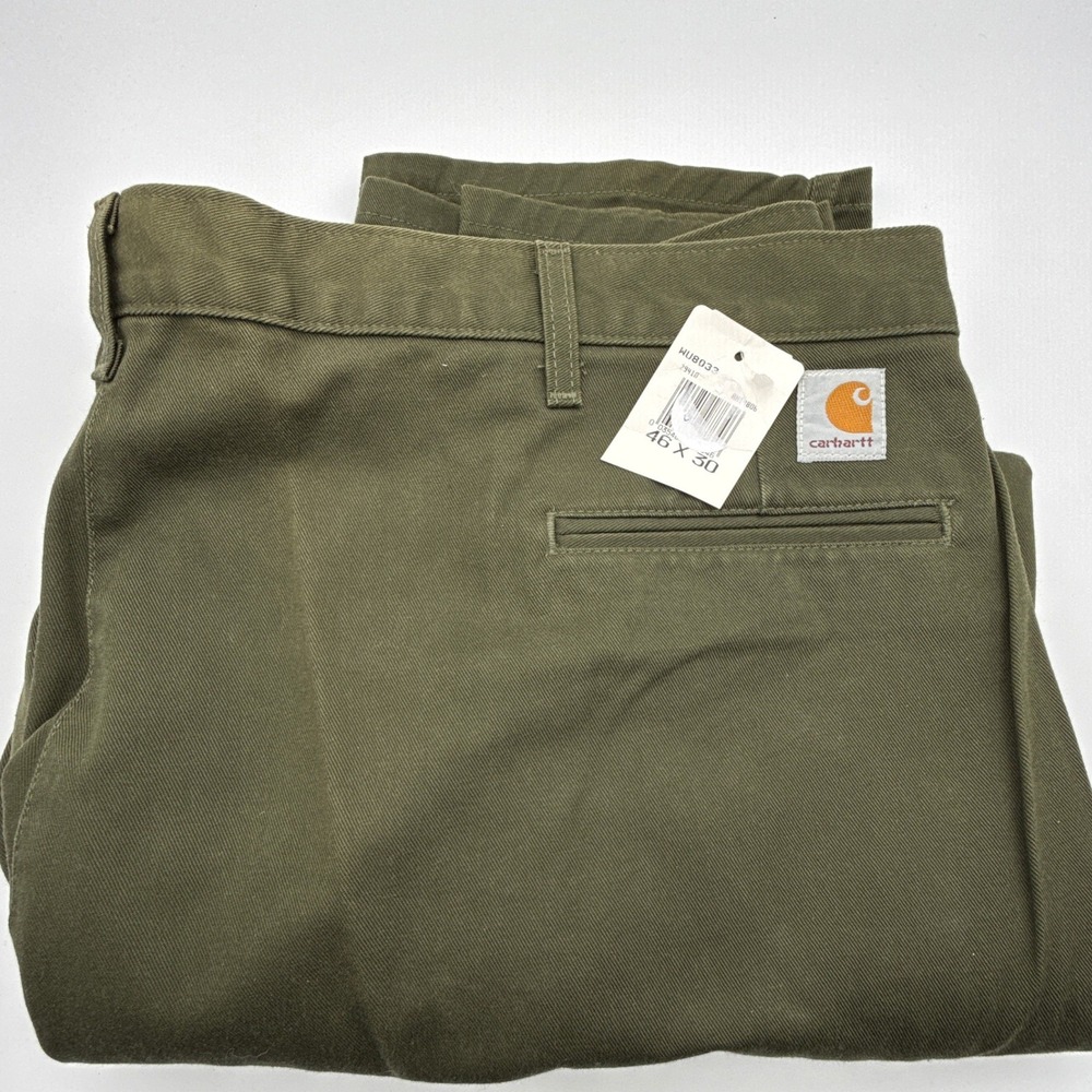 Carhartt WU8033 Mens‎ 46x30 Green Cotton Twill Work Pants NWT USA